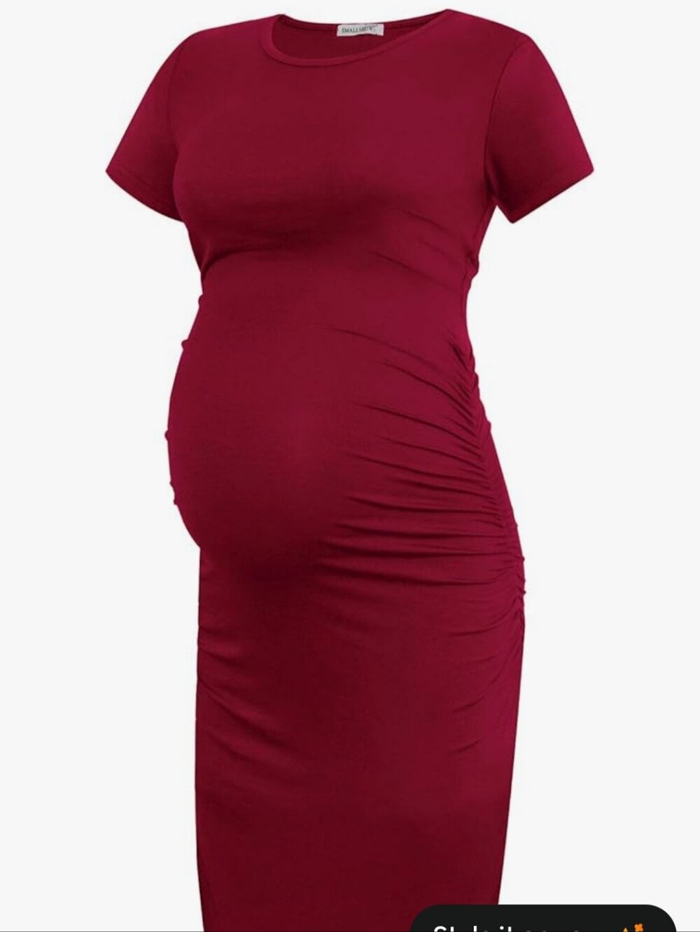 Maternity Ruched T-Shirt Dress - Burgundy